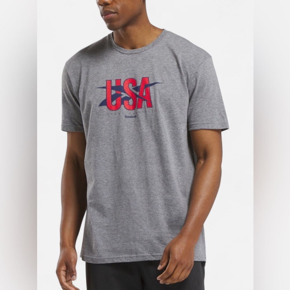 Reebok Men's Gray USA Logo Tee